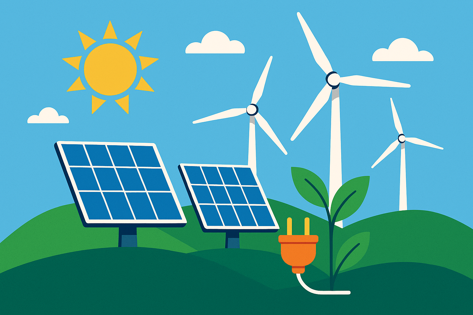 A wind turbine against a sunset.